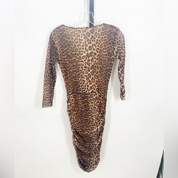 GANNI Leopard Ruched Mesh Dress 36 - Picture 8 of 8